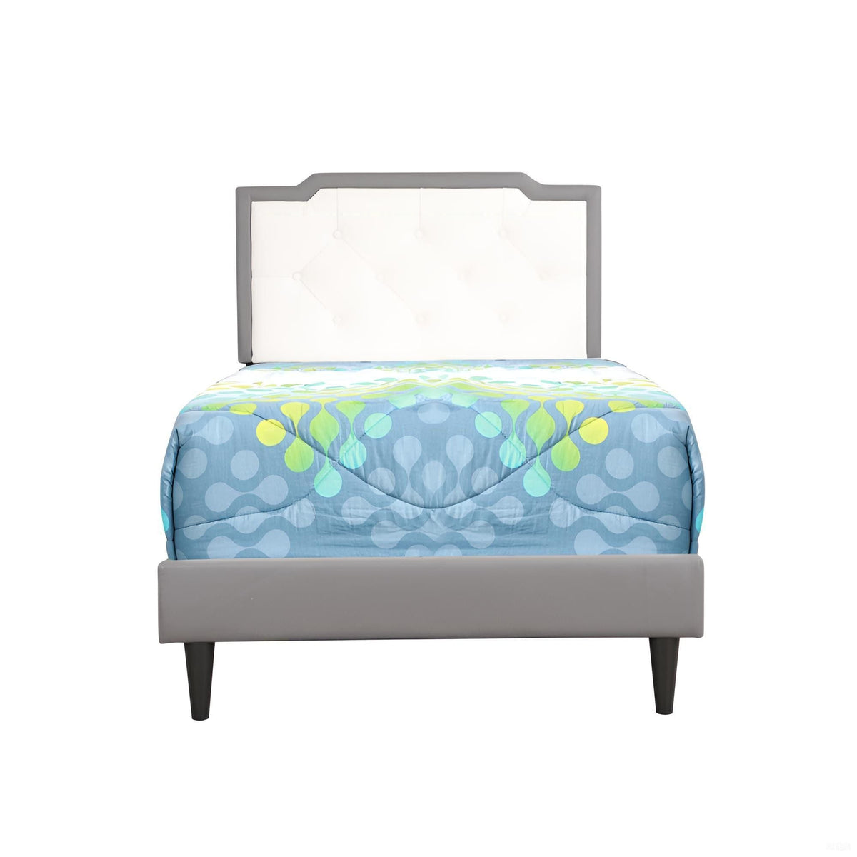 Two Tone Upholstered Bed with Button Tufted Headboard - Multiple Colors