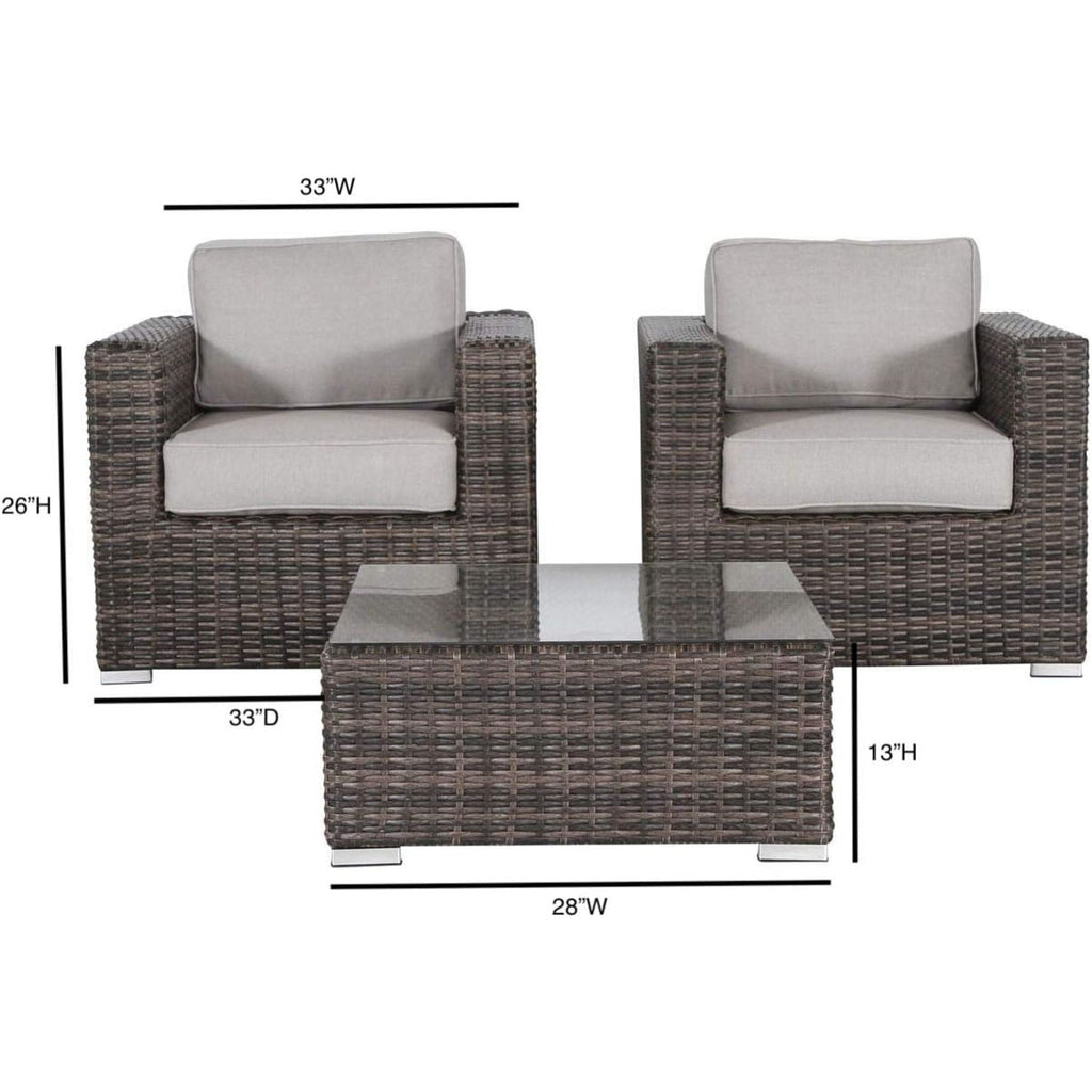 Wicker Outdoor Seating Group Set with Cushions and Table - Multiple Colors
