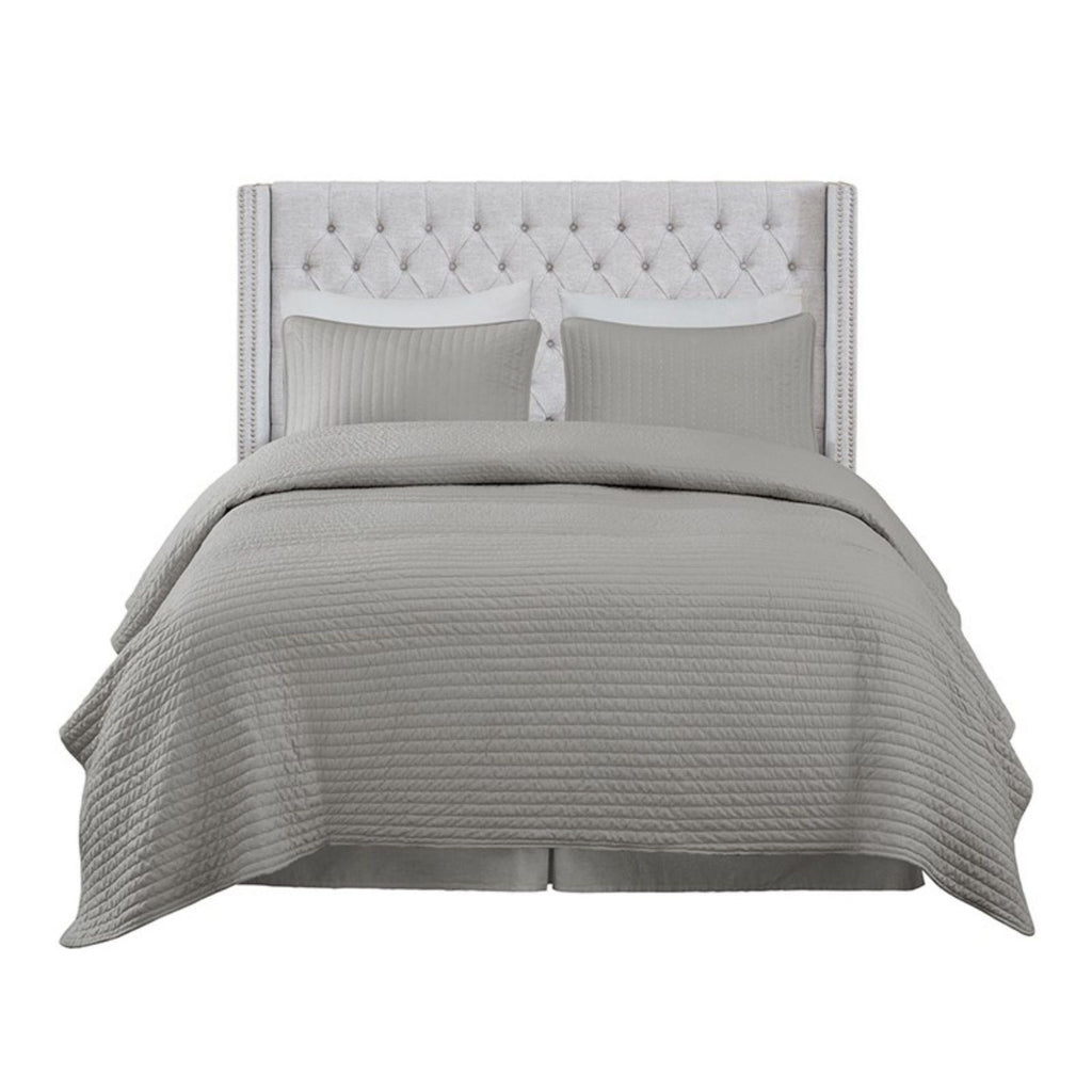 Transitional Upholstery Headboard with Tufted Buttons and Nailhead Trim - Queen, Gray or Blue