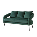 Open Back Loveseat Settee with 3 Pillows - Beige, Dark Green, or Dark Gray