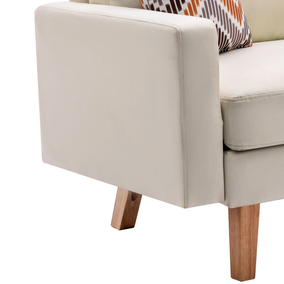 Minimalistic Stationary Sofa with 2 Throw Pillows - Select Color