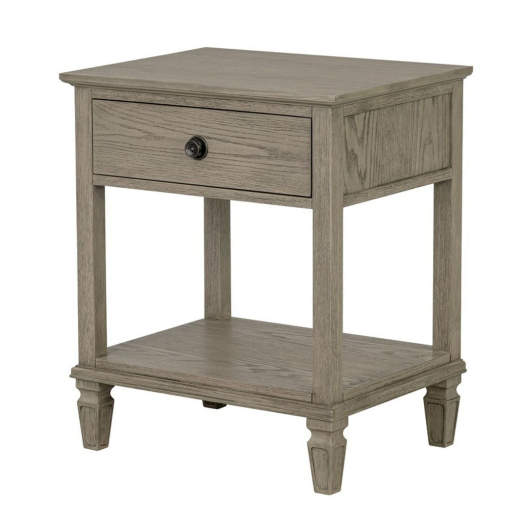 Bedside Table with Drawer and Shelf - Solid Wood Nightstand - Light Brown, Dark Brown, Beige, or Dark Gray