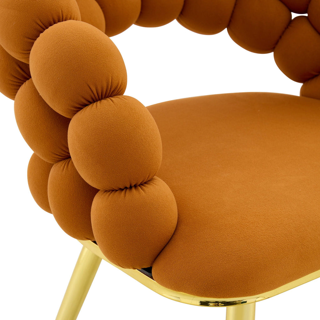 Ball Chain Bubble Dining Chair Set with Sculptural Backrest - Dark Gray, Beige, Orange