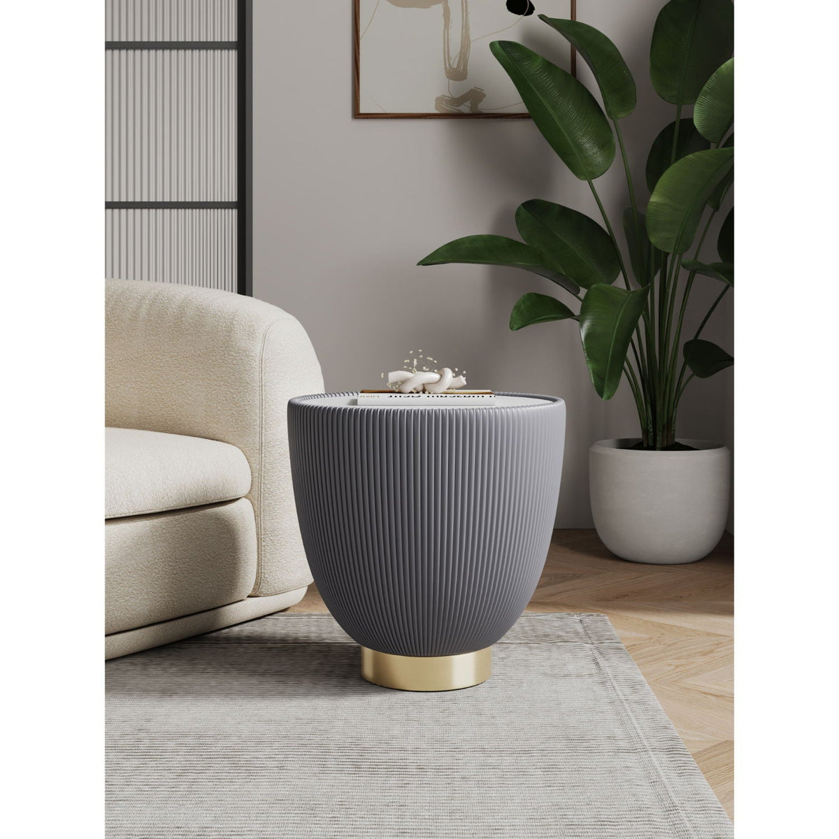 Upholstered End Table with Sintered Stone Top - Multiple Colors