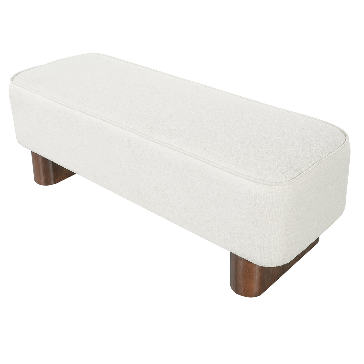 Modern Upholstered Ottoman Bench with Thick Padding - Warm Beige