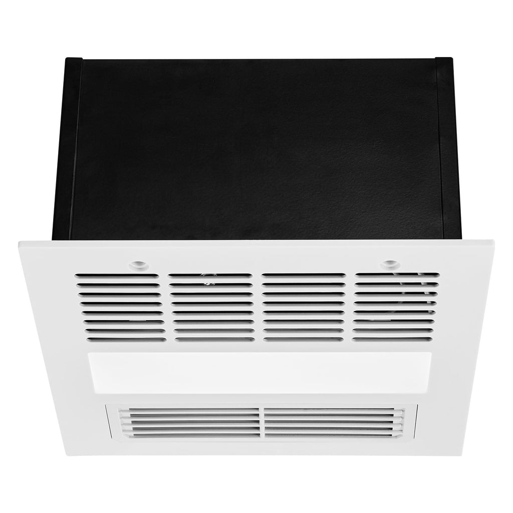 Bathroom Exhaust Fan with LED Light & Heater – Quiet DC Motor - White