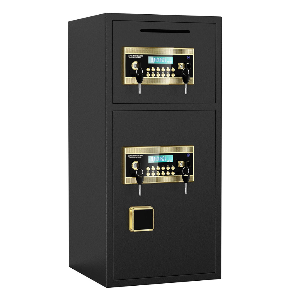 Large Double Door Digital Security Safe with Fireproof and Waterproof Bag - Black