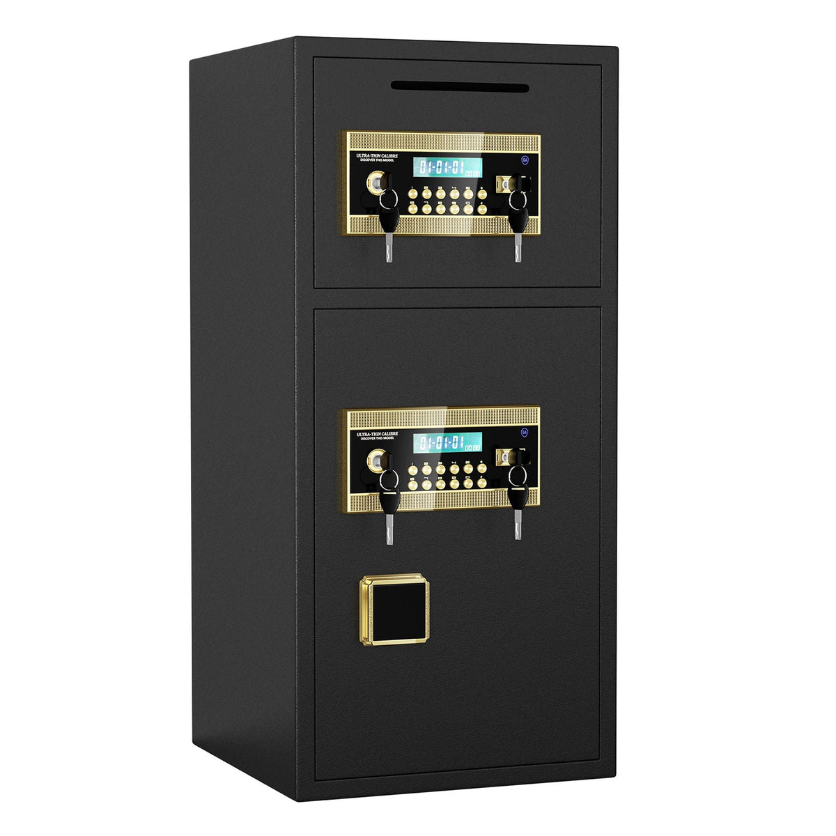 Large Double Door Digital Security Safe with Fireproof and Waterproof Bag - Black