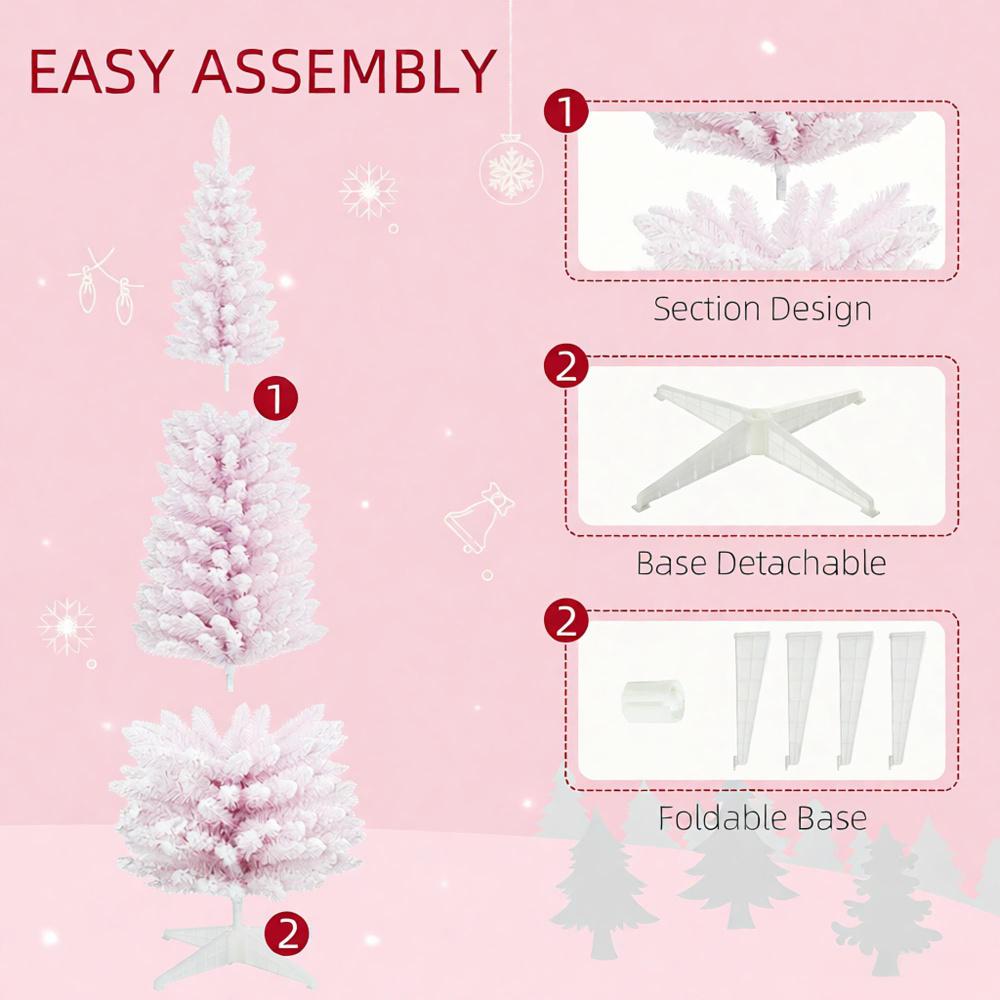 Snow Flocked Artificial Christmas Tree with Pencil Shape - White
