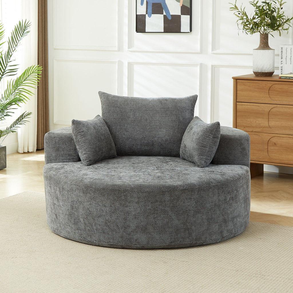 Gray Sleeper Chair Arm Chair with Pillow Support - Chenille Fabric