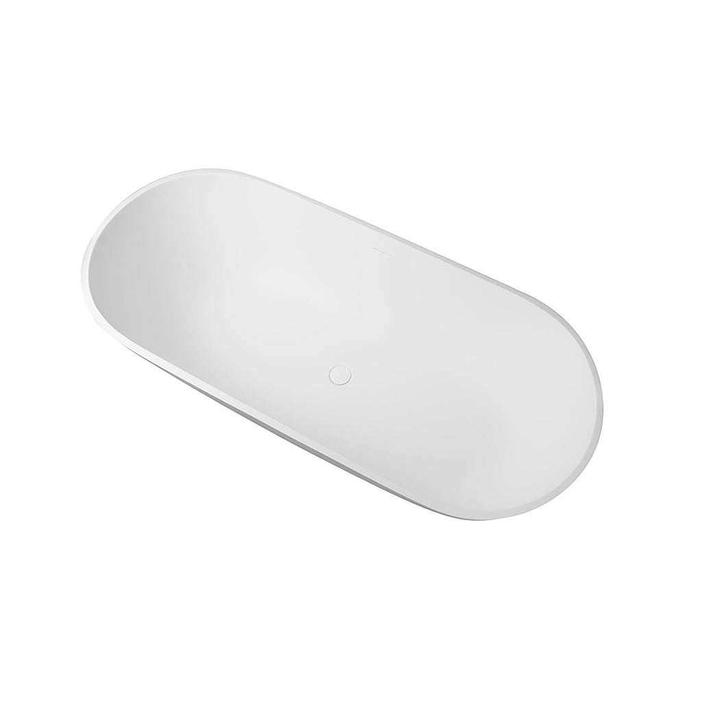 Solid Surface Freestanding Soaking Bathtub with Ergonomic Design - Matte White