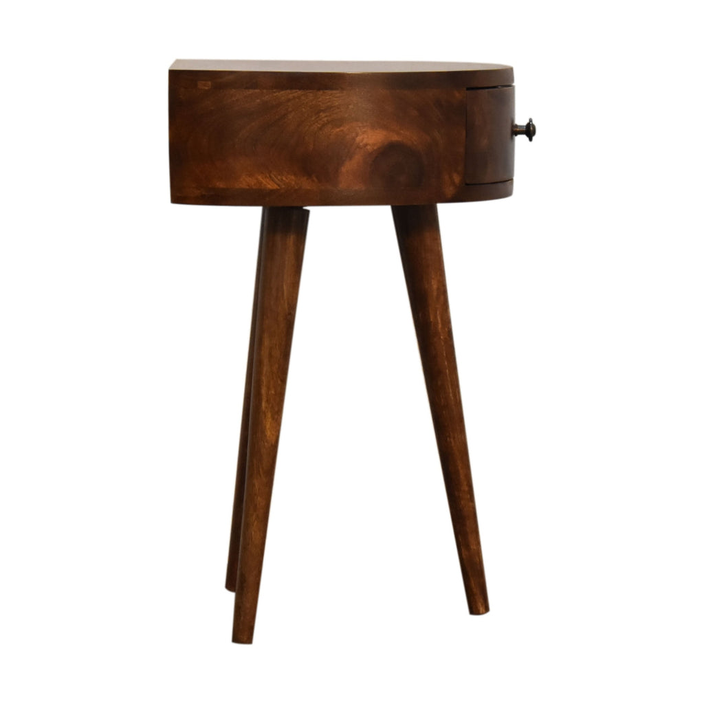 Solid Wood Semi Circle Nightstand with Nordic Legs - Chestnut