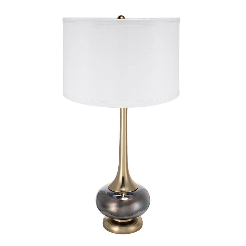 D15x29 Table Lamp with Glass Drum Shade – Aluminum Base