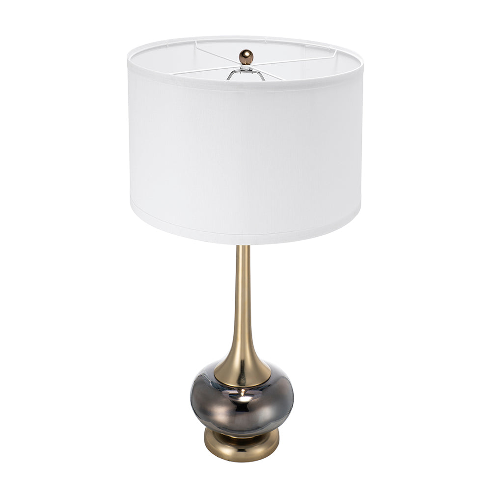 D15x29 Table Lamp with Glass Drum Shade – Aluminum Base