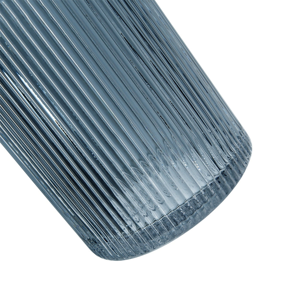 Fluted Accent Vases with Ribbed Design - Clear Blue, Set of 2