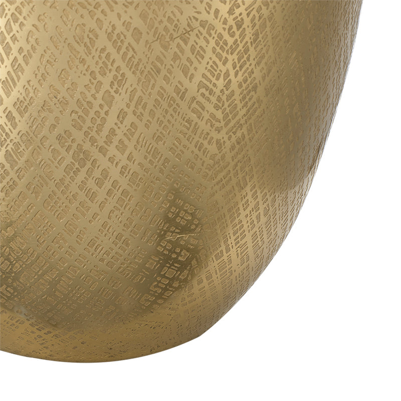 Round Aluminum Table Lamp with Fabric Shade - Gold