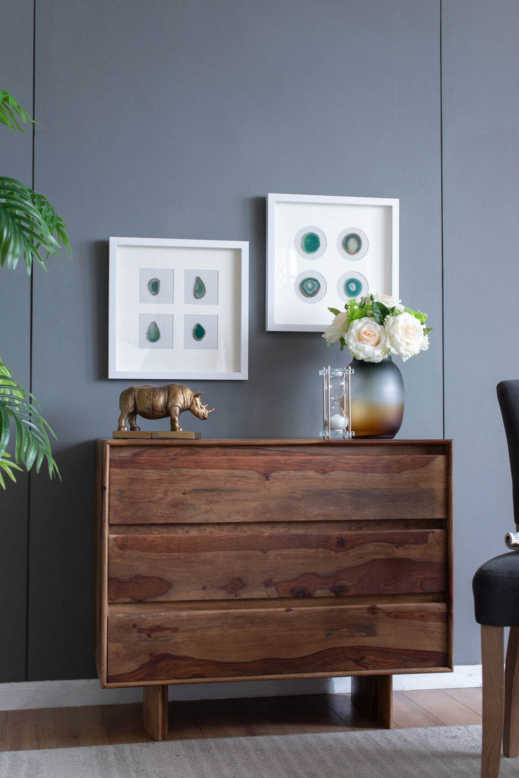 Shadow Box Wall Art with Natural Agate – Set of 2, 15.7 Inch