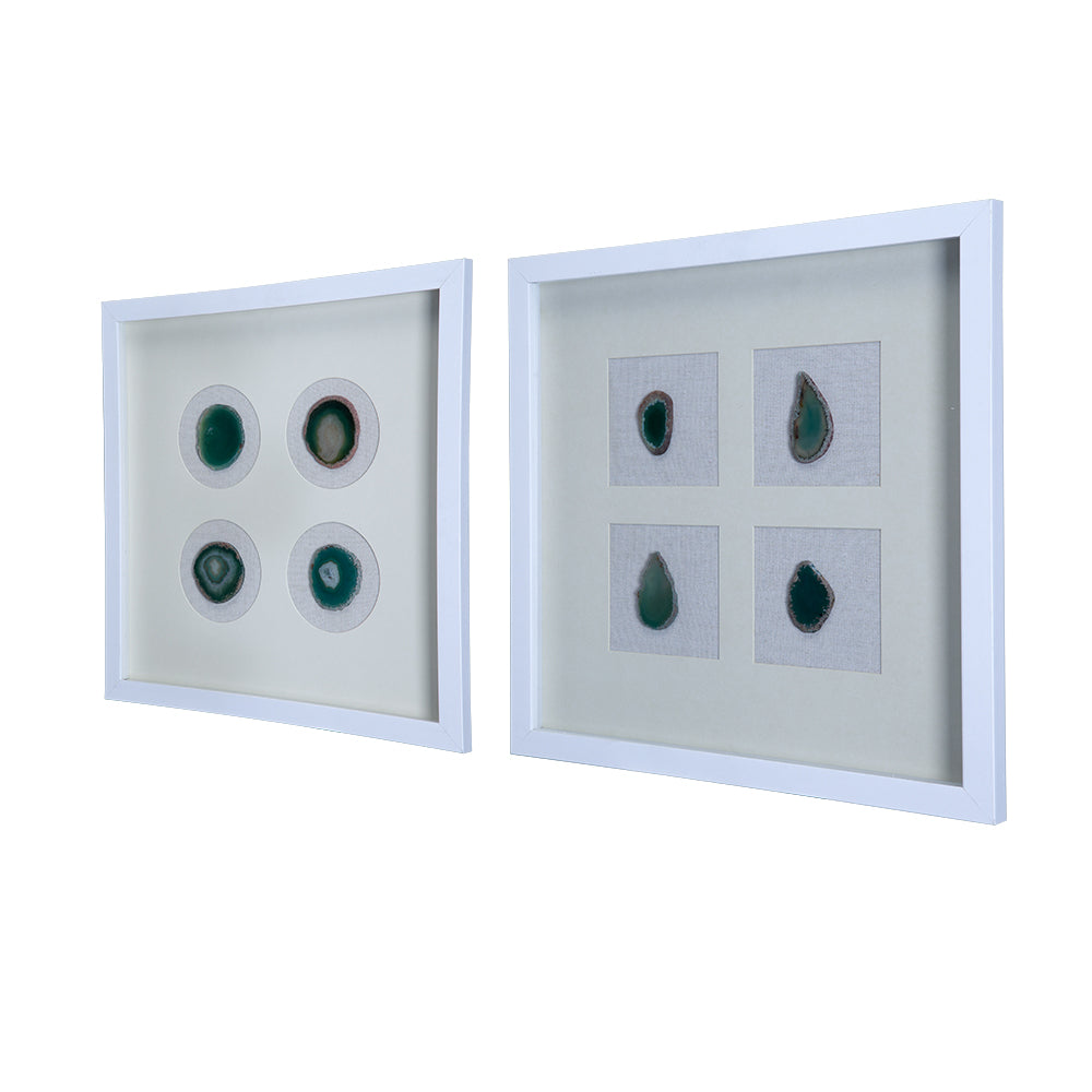 Shadow Box Wall Art with Natural Agate – Set of 2, 15.7 Inch