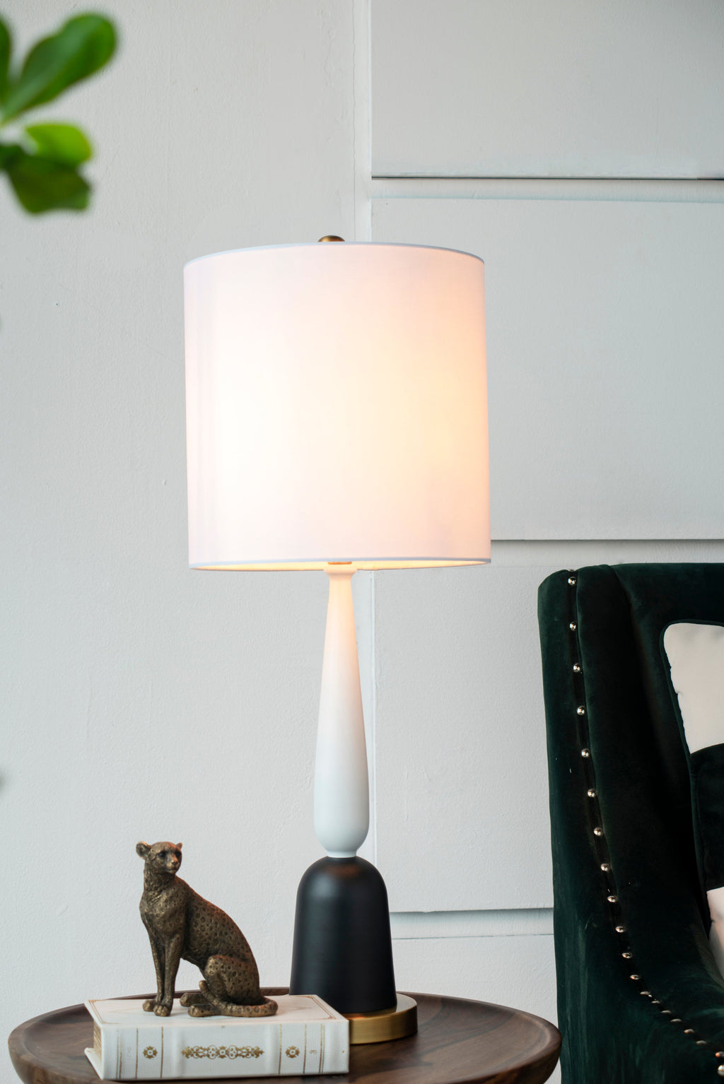 Teardrop Silhouette Table Lamp with Black and Gold Base - Black/Gold