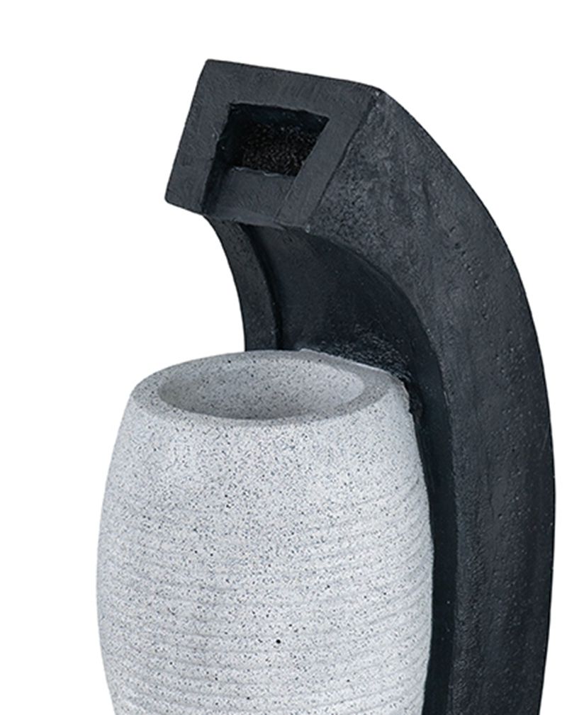 Water Fountain with Vase Design and Integrated Light & Pump - Polyresin