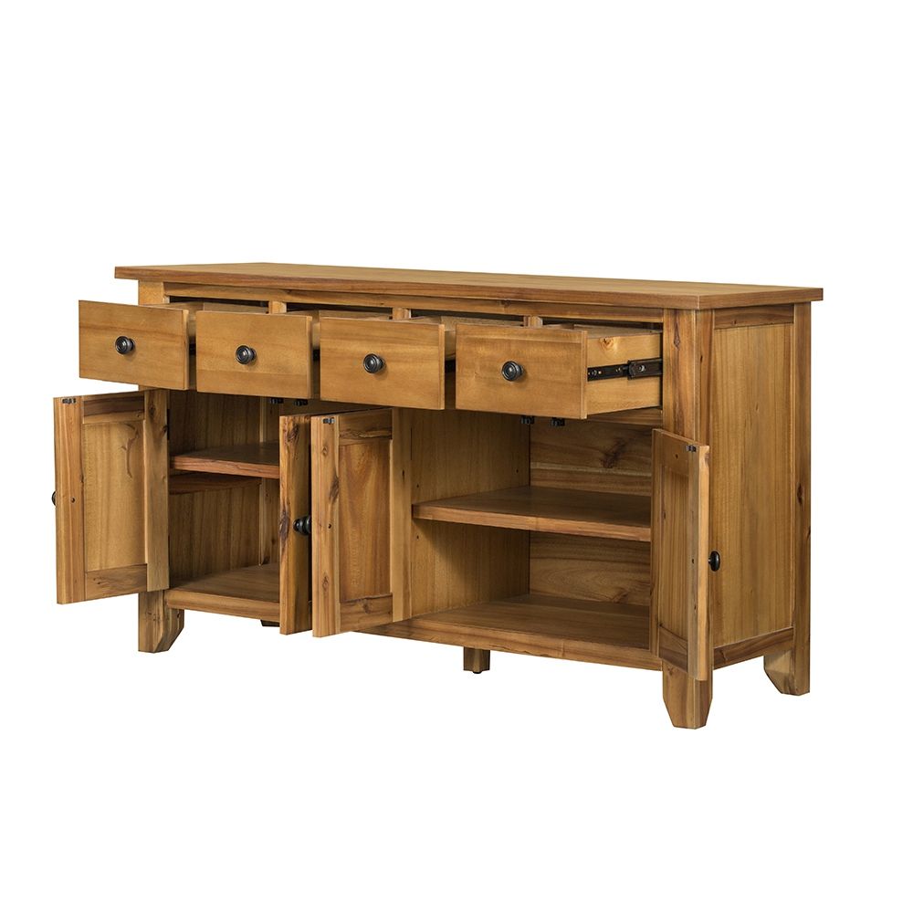 Farmhouse Cabinet Sideboard with Ample Storage - Light Brown