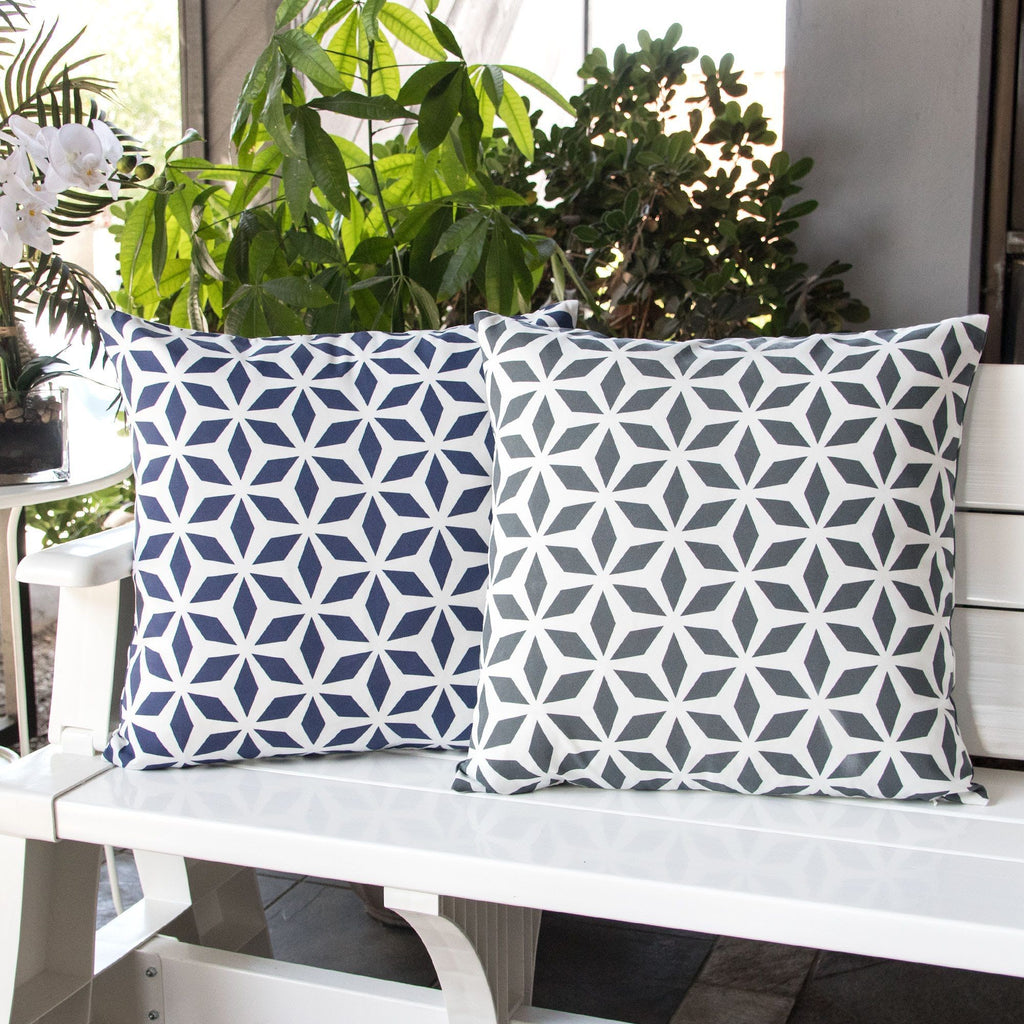 Crystal Burst Outdoor & Indoor Pillow with Weather Resistant Fabric - Light Blue or Black