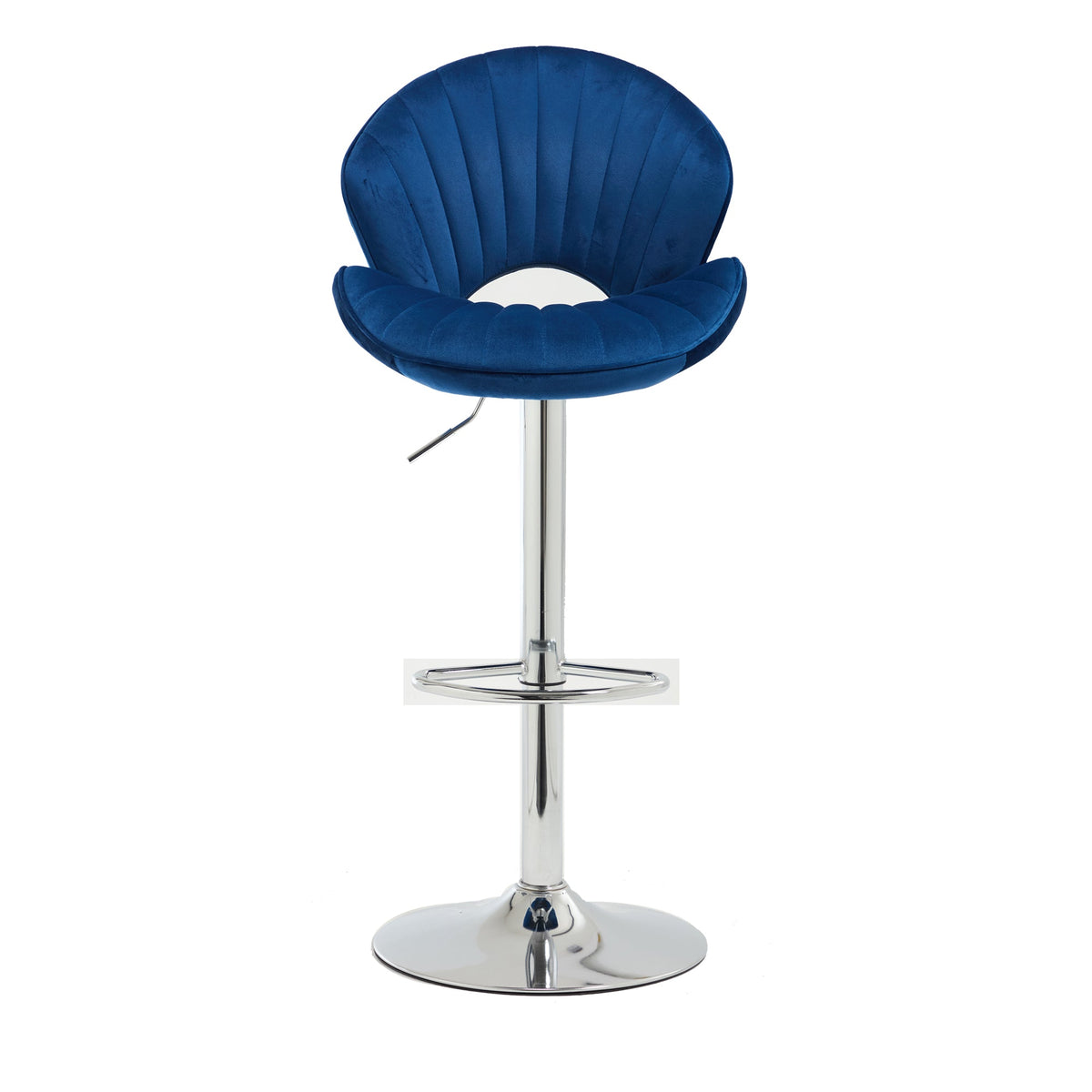 Adjustable Bar Stools Set of 2 with Back and Footrest - Navy
