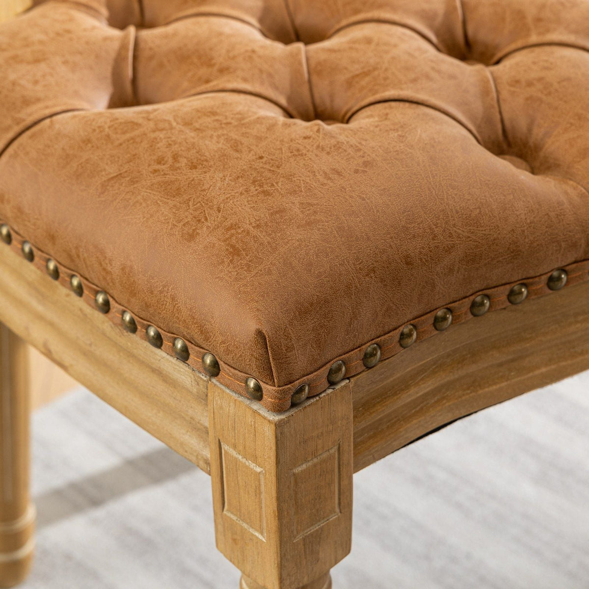 French Style Solid Wood Dining Chair with Nailhead Trim - Multiple Colors