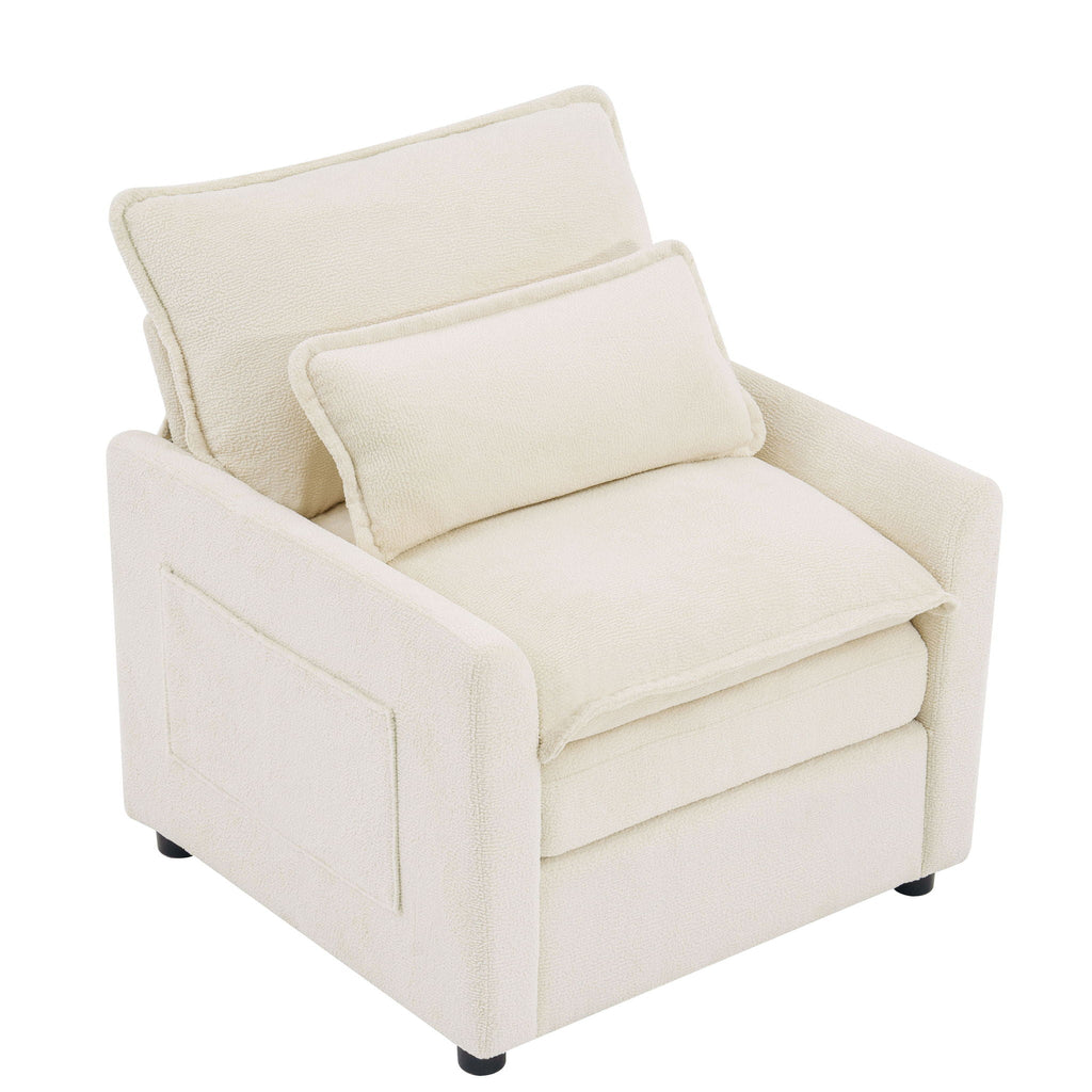 Modern Single Seat Accent Chair with Side Storage Pockets - Multiple Colors