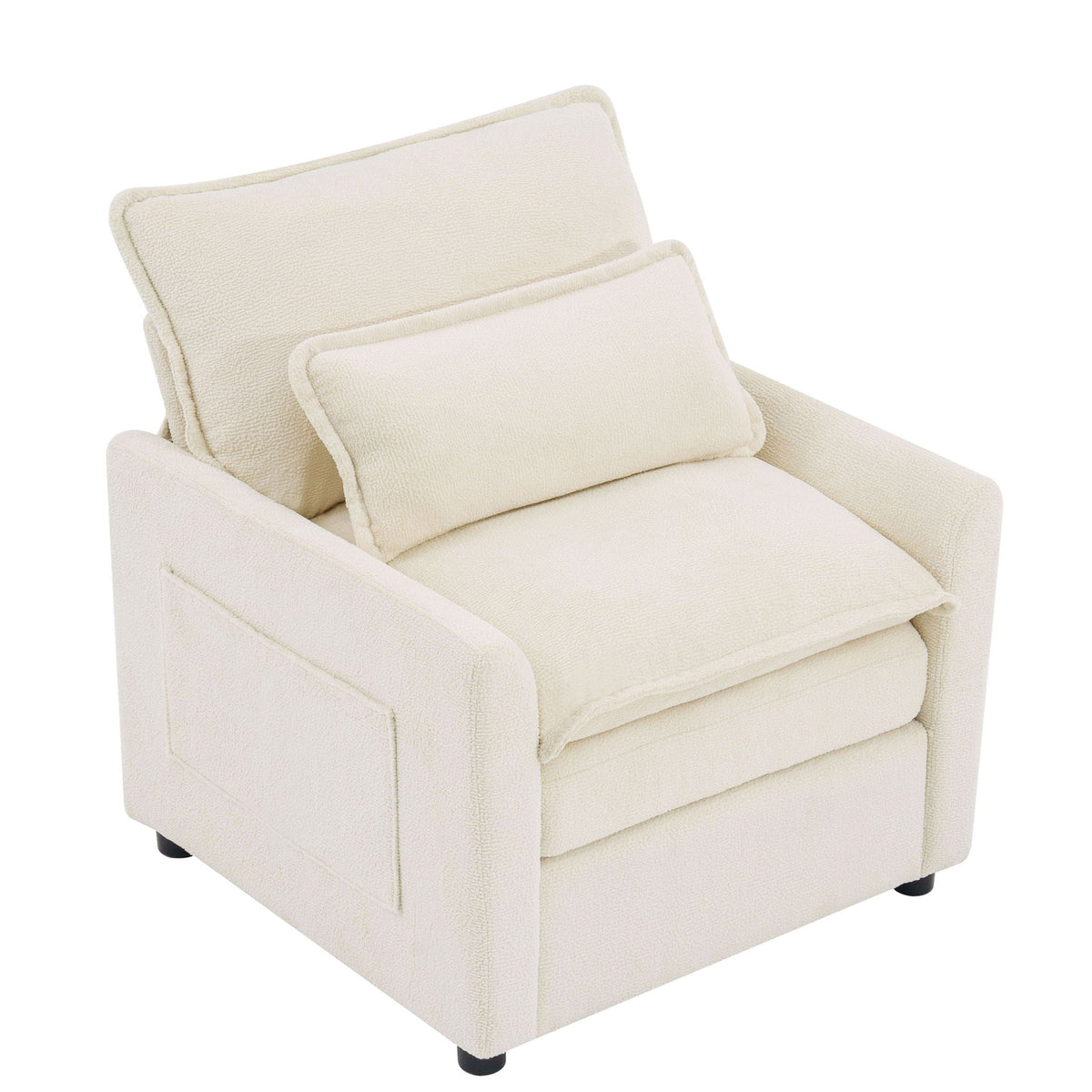 Modern Single Seat Accent Chair with Side Storage Pockets - Multiple Colors