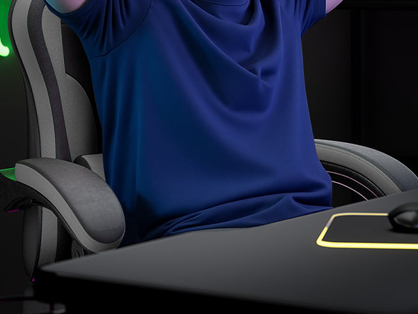 Ergonomic Gaming Chair with Footrest and Lumbar Support - Black/Grey