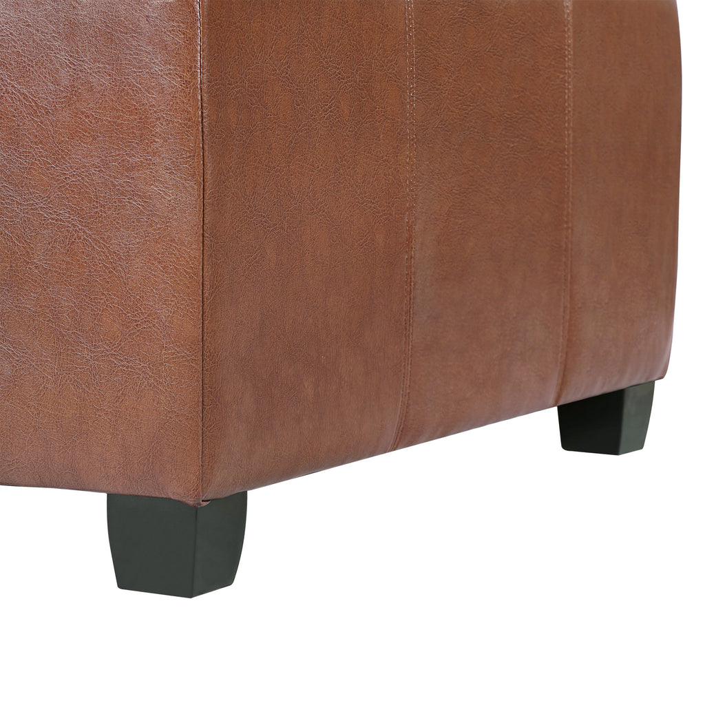 Richmond KD Storage Ottoman with Faux Leather Storage - Brown
