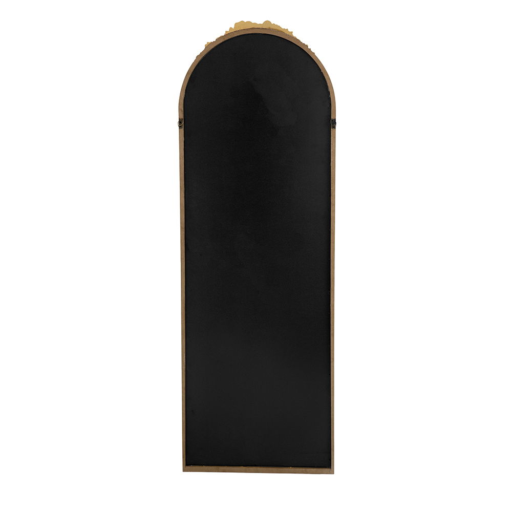 Gold Arched Floor Mirror with Wood Frame - Full Body