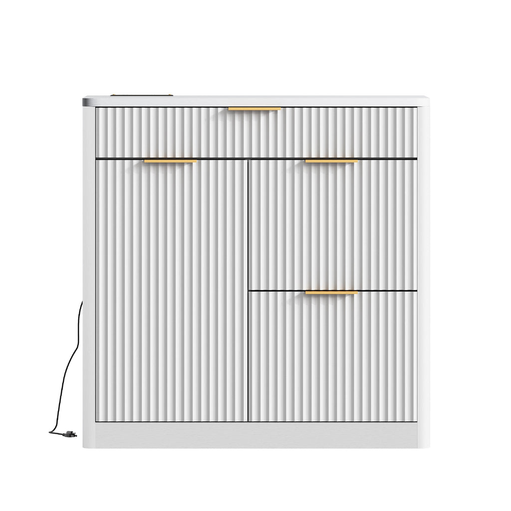 Freestanding Office File Cabinet with Built-In Charging Station - Particle Board
