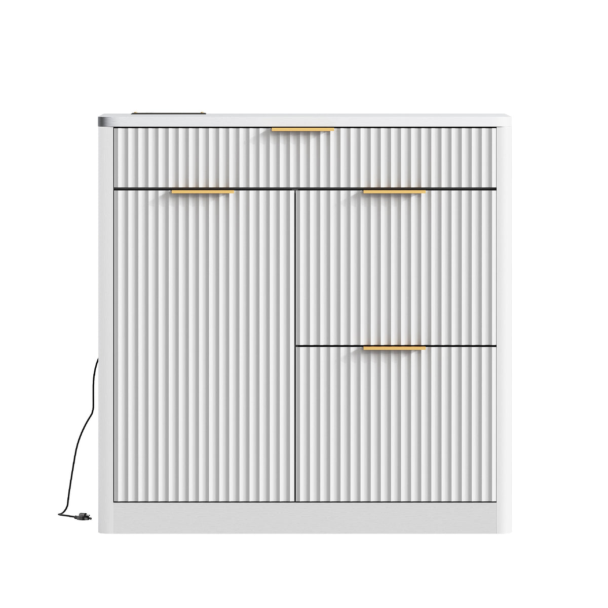Freestanding Office File Cabinet with Built-In Charging Station - Particle Board