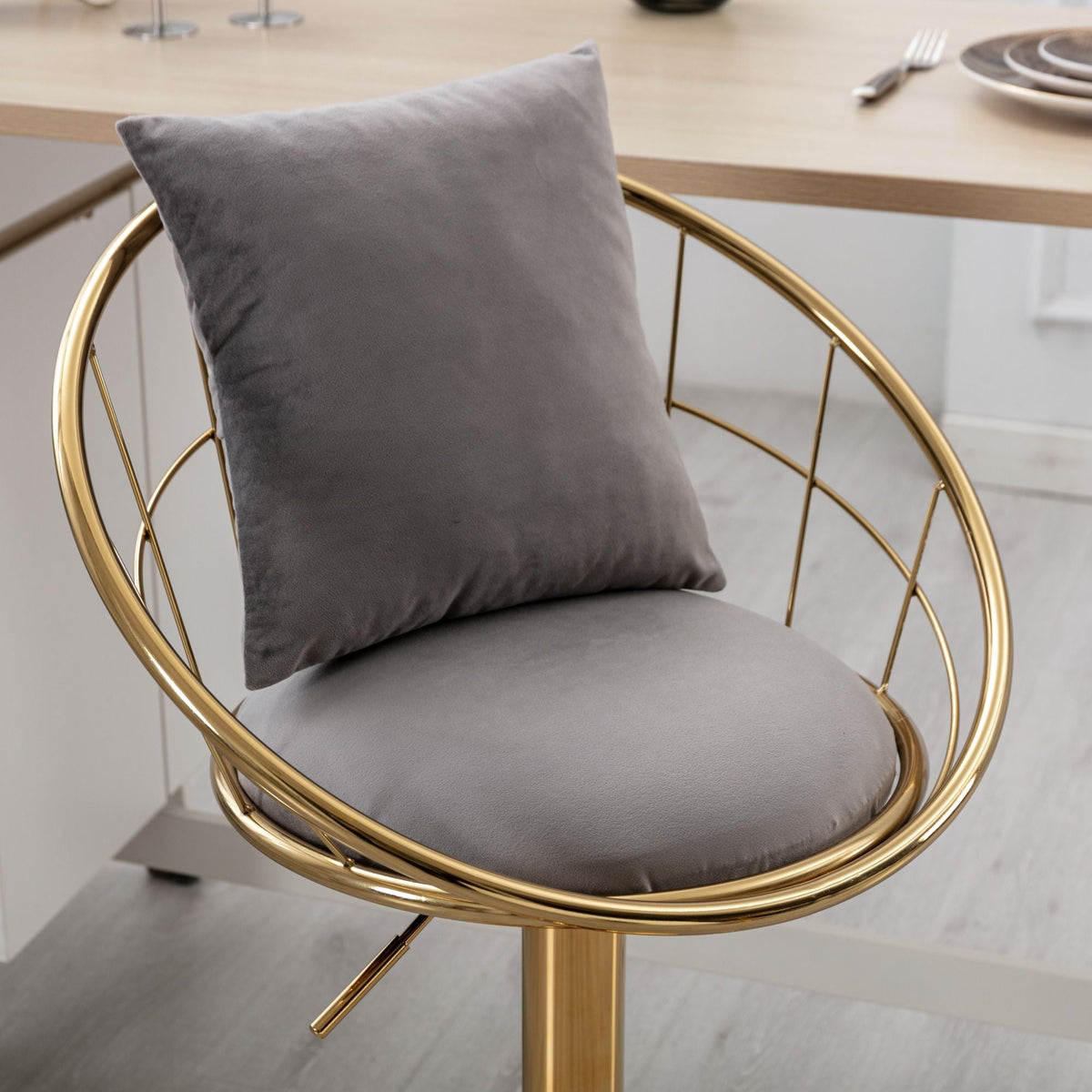 Adjustable Velvet Bar Stool Set with 360° Rotation - Multiple Colors