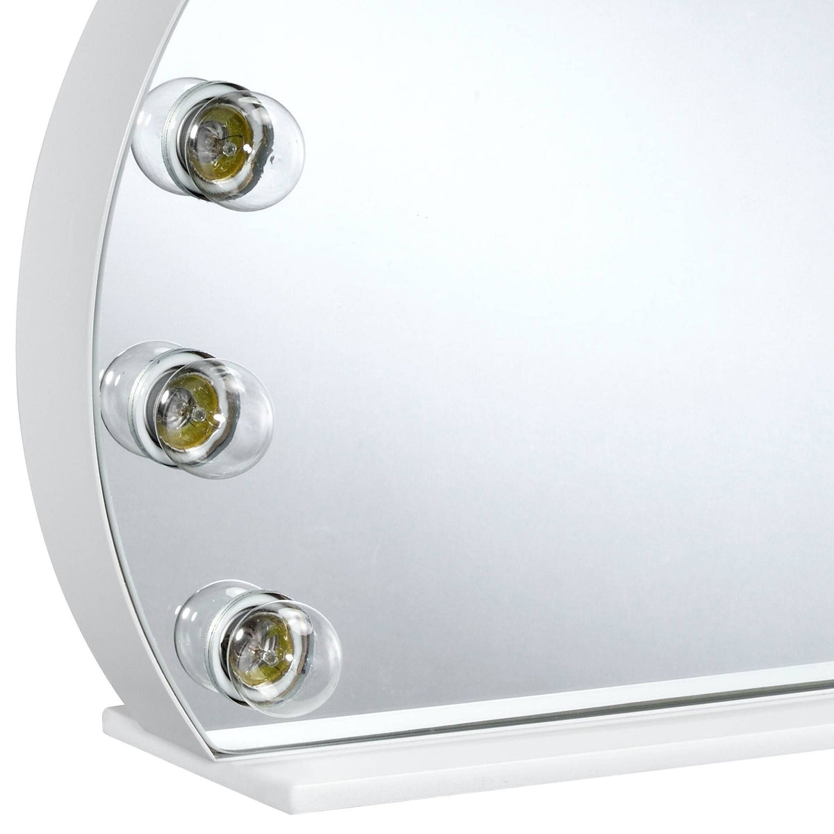Hollywood Vanity Mirror with Contemporary Metal, Wood & Mirror Construction - White