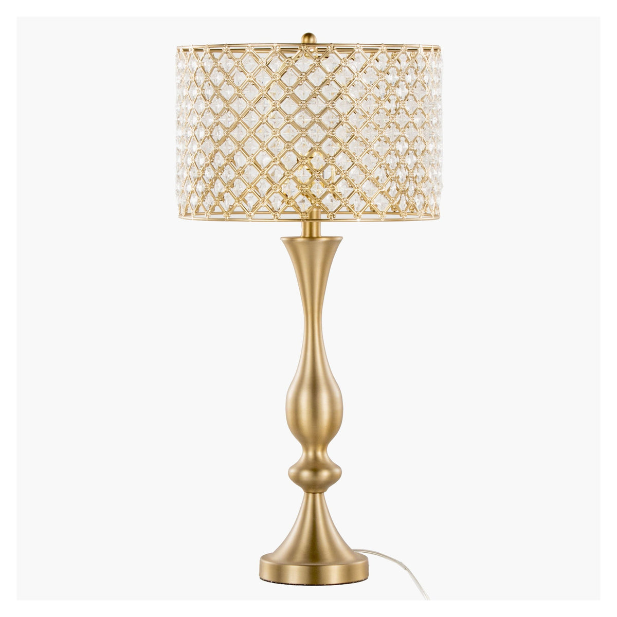 Contemporary Table Lamp with Crystalline Shade - Gold, Black, or Gray