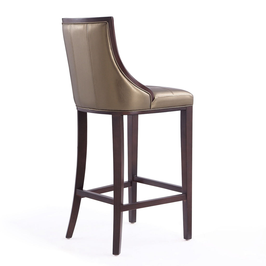 White Bar Height Stool with Solid Wood Frame - Traditional Design