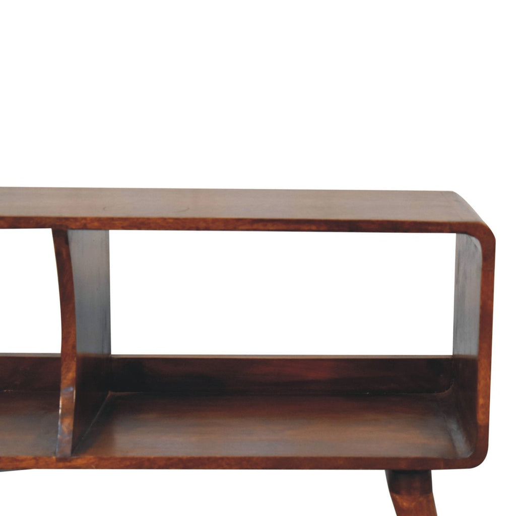 Solid Wood Curved Chestnut Media Unit with Nordic Legs