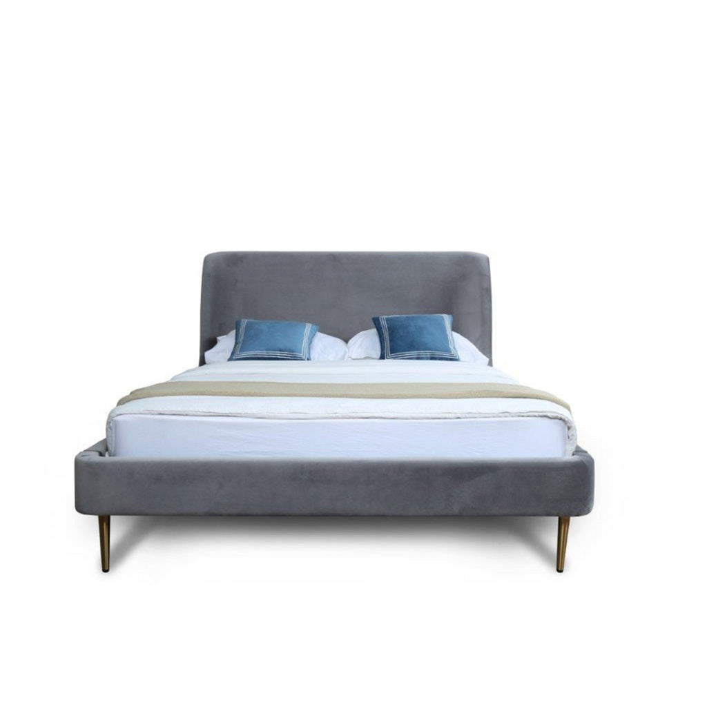 Heather Upholstered Bed with Curved Headboard - Multiple Colors