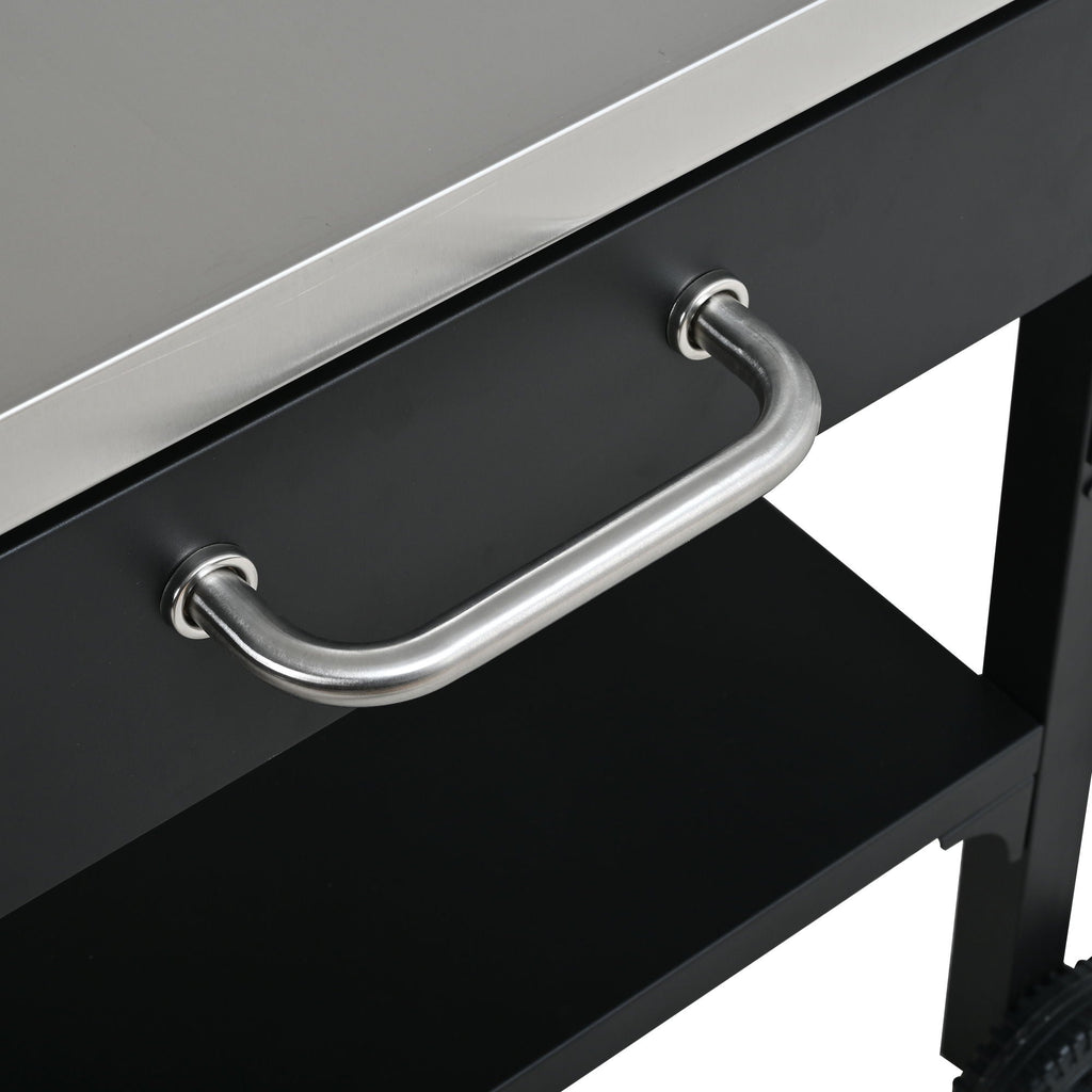 Foldable Outdoor Kitchen Cart with Storage - Black