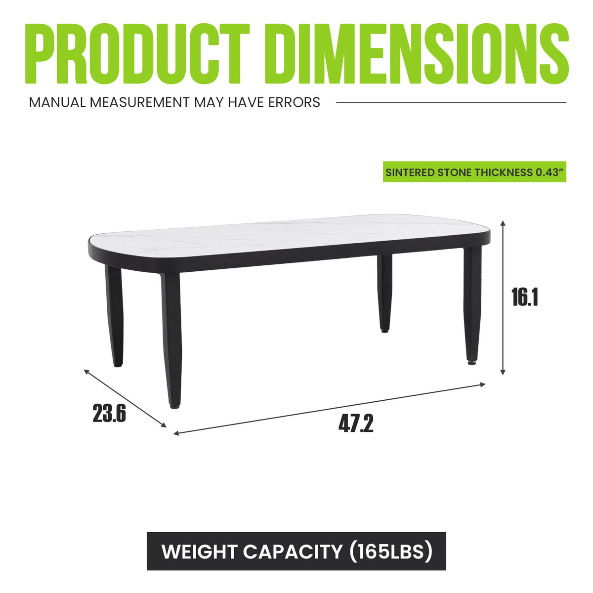 Outdoor Elegance Coffee Table with Rounded Corners – White or Black
