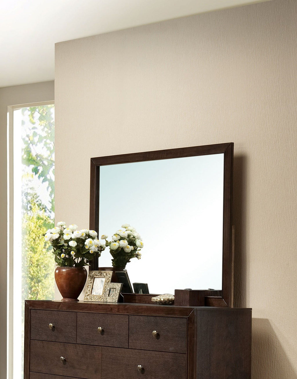 Madison Mirror with Sleek Wood Frame - Espresso