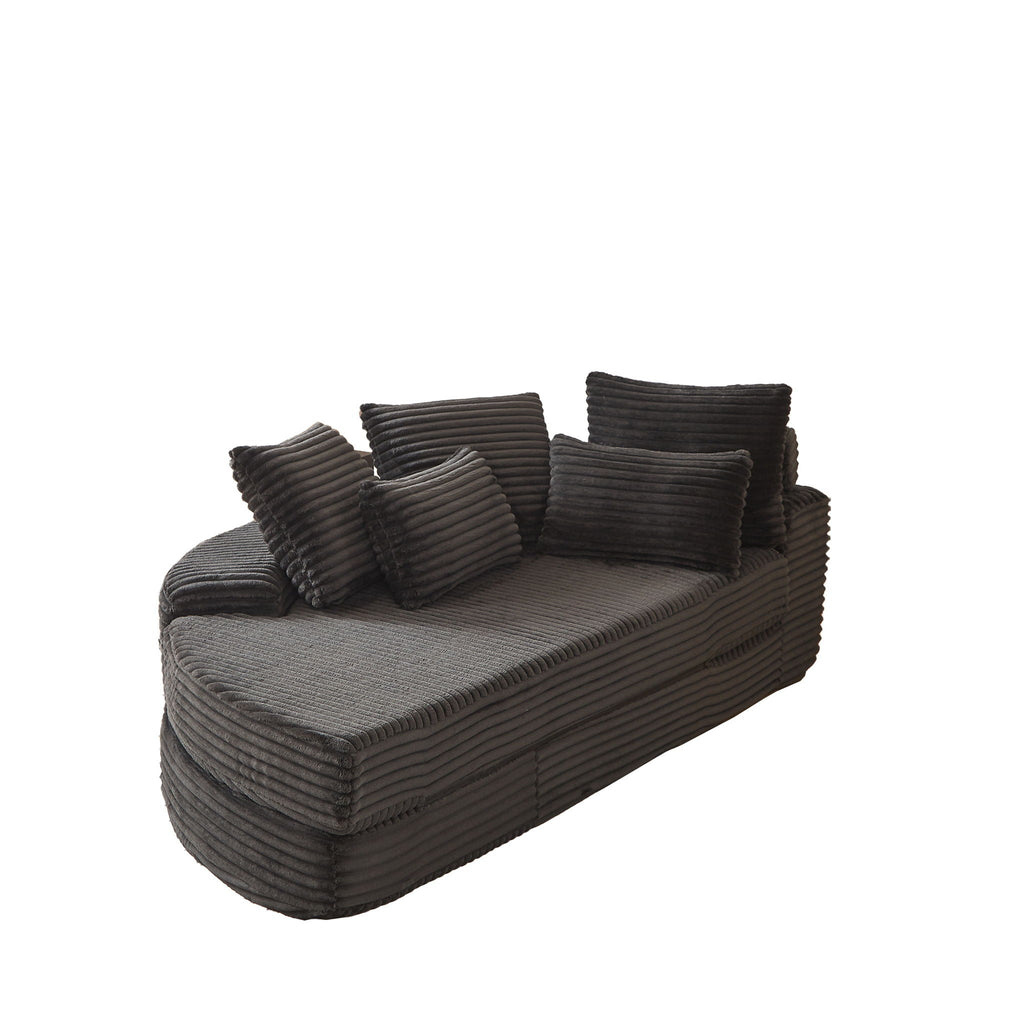 Semi Circular 2-in-1 Sofa Bed with Neck Pillow and Throw Pillows – Multiple Colors