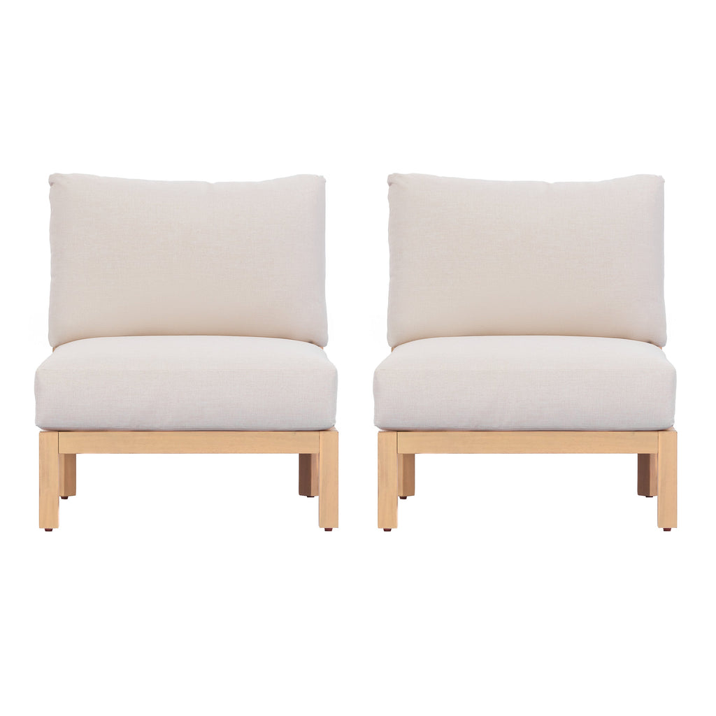 Acacia Wood Patio Club Chair Set of 2 with Rope Weave - Light Teak
