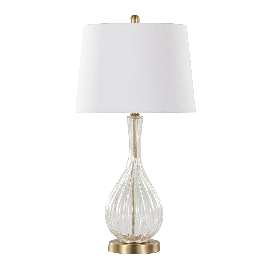Contemporary Table Lamp Set with Crackle Glass - Gold or Dark Gray