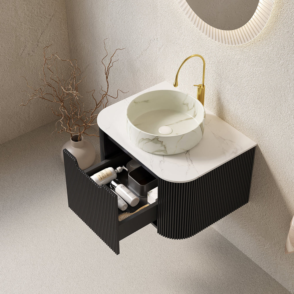 DINA 24" Bathroom Vanity & Sink with Floating Curved Edges - Multiple Finishes