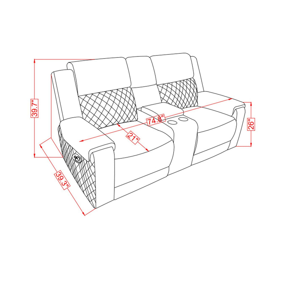 Gray Console Reclining Loveseat with Center Storage - Gray