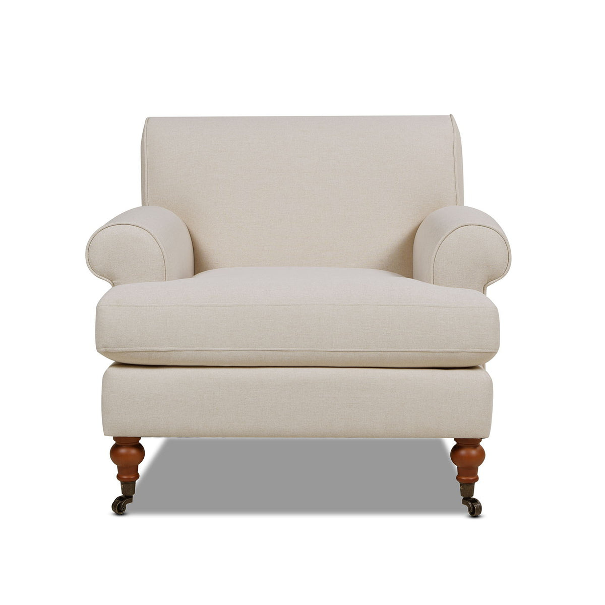 Accent Arm Chair with Casters – Solid Hardwood Frame - Blue or Beige